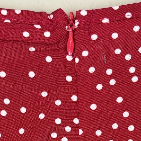 Aidan Red/Cream Polka Dotted Midi Dress with 3/4 Bell Sleeves; Size S - Picture 5 of 7